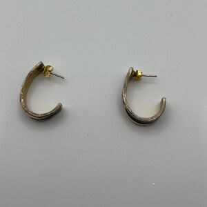 Napier Gold Tone Hoop Earrings with Blue Enamel Accent